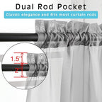 OVZME 2 Panels Grey Sheer Valance - Short Fresh Sheer Curtain Valances for Windows Basement Semi Sheer Valances for Kitchen Window, Dual Rod Pocket (Grey, 42 by 14 Inches Long)