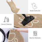 Smiry Dog Door Mat for Muddy Paws, Absorbent Dirt Trapper Non Slip Quick Dry Washable Chenille Mat for Mud Dogs, Entry Rug for Indoor and Outdoor (44x24 Inches, Beige and White)