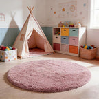 yulidayang Fluffy Round Area Rugs for Bedroom,Blush 3'X3'Shag Circle Area Rugs for Living Room,Non Slip Fuzzy Plush Rug for Kids Room Boys Girls Room and Dorm