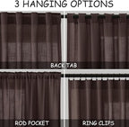 Coffee Linen Curtains 102 Inches Long for Living Room 2 Panel Set Back Tab Rod Pocket Semi Sheer Curtains Light Filtering Burlap Extra Long Drapes Neutral Farmhouse Decor for High Window 52x102