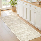 Washable Runner Rugs for Bedroom - 2x6 Runner Rug Non Slip, Ultra-Thin Entryway Runner, Soft Abstract Kitchen Runner for Hallway, Laundry, Bathroom, Indoor Door Mat(2'x6', Beige/Ivory)