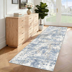 2x7 Runner Rug for Hallway, Washable Modern Abstract Runner Rugs Neutral Soft Non Slip Kids Rug Stain Resistant Indoor Runners for Hallways Entryway Bedroom Kitchen Laundry Room(Blue, 2'x7')