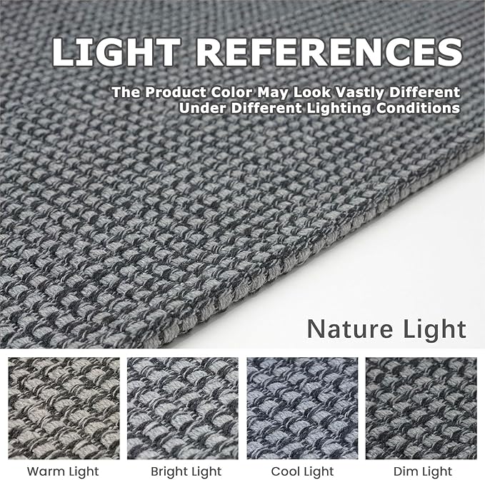 KOZYFLY Extra Long Runners for Hallways 3x20 ft Washable Kitchen Runner Non Slip Rubber Backed Hallway Rug Cotton Entryway Runner Rug Floor Carpet for Indoor Hall, Kitchen, Stair, Grey/Dark Grey