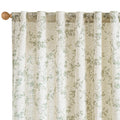 Lazzzy Green Vintage Floral Linen Curtains Farmhouse 50W X 90L 2 Panels