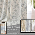 jinchan Blackout Floral Curtains for Living Room Bedroom Linen Blend Curtain Farmhouse Grey Printed with Lined Back Tab Rod Pocket Drapes Window Treatments 2 Panels 90 Inch Gray