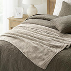 EVERGRACEHOME Chunky Chenille Knit Throw Blanket for Couch, Soft Luxurious Moss Stitch Blankets for Bed, Cozy Decorative Farmhouse Knitted Throws for Sofa, Warm Gray, 60" x 80"