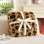 Cozy Bliss Cheetah Leopard Print Faux Fur Throw Blanket for Couch, Fuzzy Soft Plush Thick Bubble Blanket for Sofa Bedroom Living Room, 60x80 Inches Brown