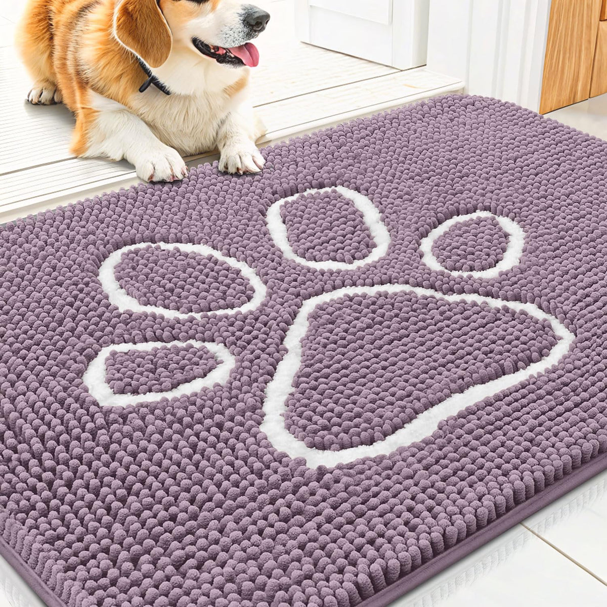 Smiry Dog Door Mat for Muddy Paws, Absorbent Non Slip Dirt Trapper, 30x20