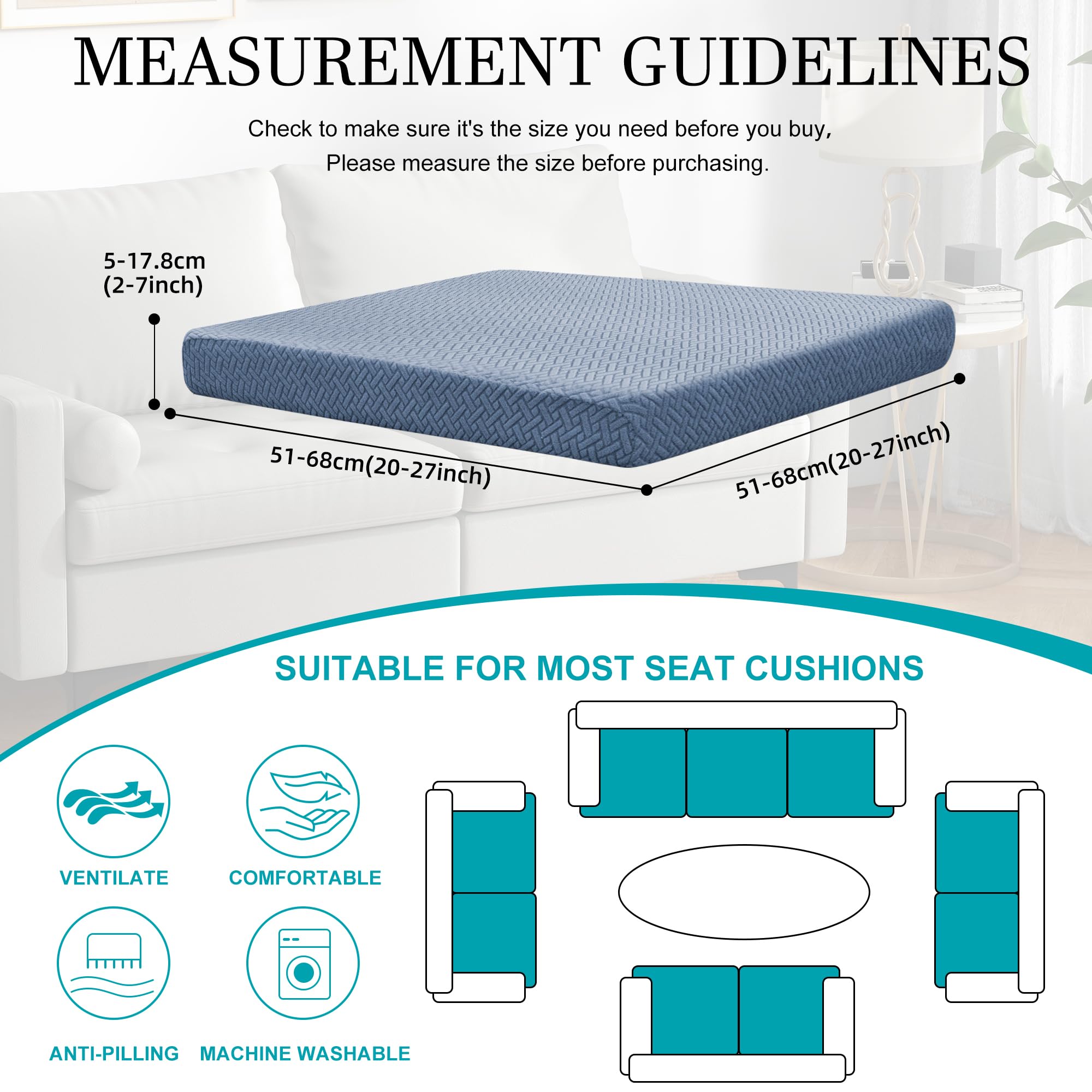 14 Piece Outdoor Cushion Covers, Patio Sofa Cushion Covers, Stretch Fit