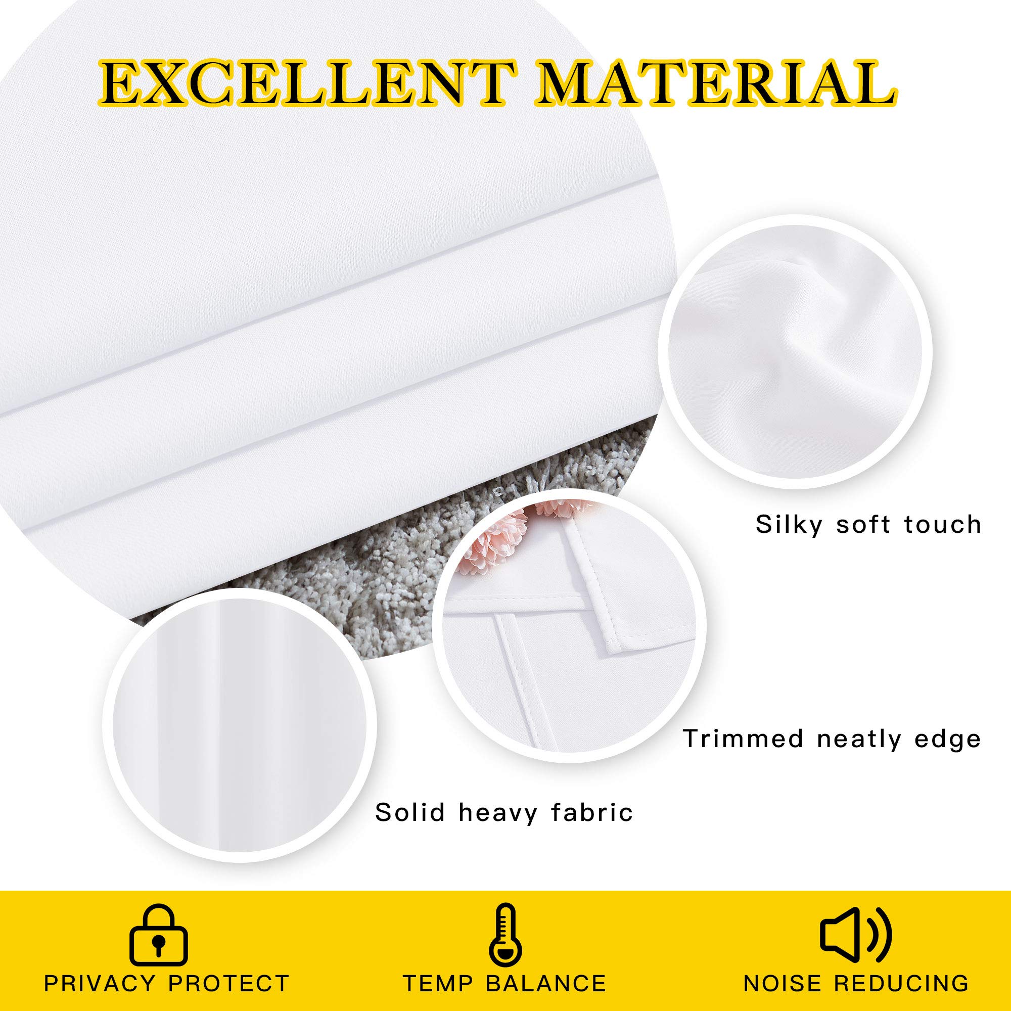 NICETOWN White Doorway Curtains 80 inches Long, Grommet Privacy Door Curtains Room Darkening Thermal Window Treatments for Bedroom/Living Room, 2 Panels, W46 x L80
