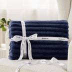 Bedsure GentleSoft Navy Blue Fleece Blanket for Couch - Cozy Soft Blankets for Women, Cute Small Throws for Girls, Navy, 50x60 Inches