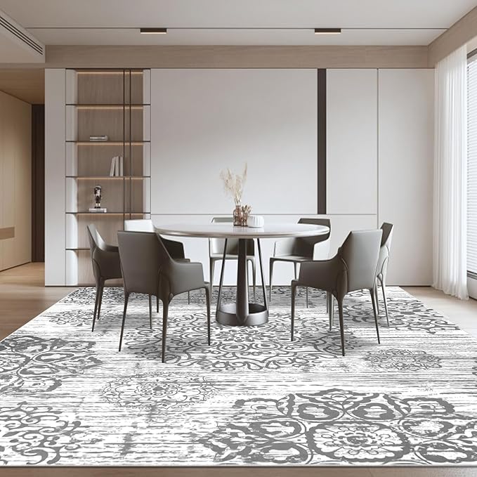 HEBE Area Rug for Living Room 9'x12', Washable Non Slip Boho Bedroom Rug