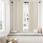 Guken 100% Blackout Curtains 45 Inch Length 2 Panels Set for Living Room Bedroom Back Tab Thermal Insulated Black Out Linen Drapes Room Darkening Window Curtains 45 Inches Long
