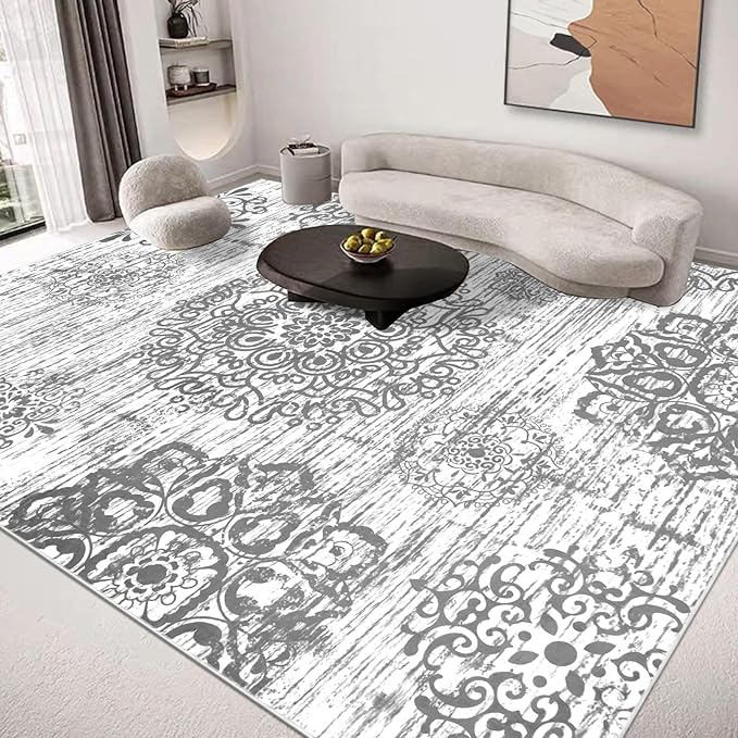 HEBE Area Rug for Living Room 9'x12', Washable Non Slip Boho Bedroom Rug