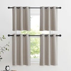 NICETOWN Valances for Bedroom, Farmhouse Windows Blackout Thermal Insulated Valance Tiers for Living Room Short Curtains for Loft Basement Window Covering, 34" W x 36" L, Angora, 2 Panels