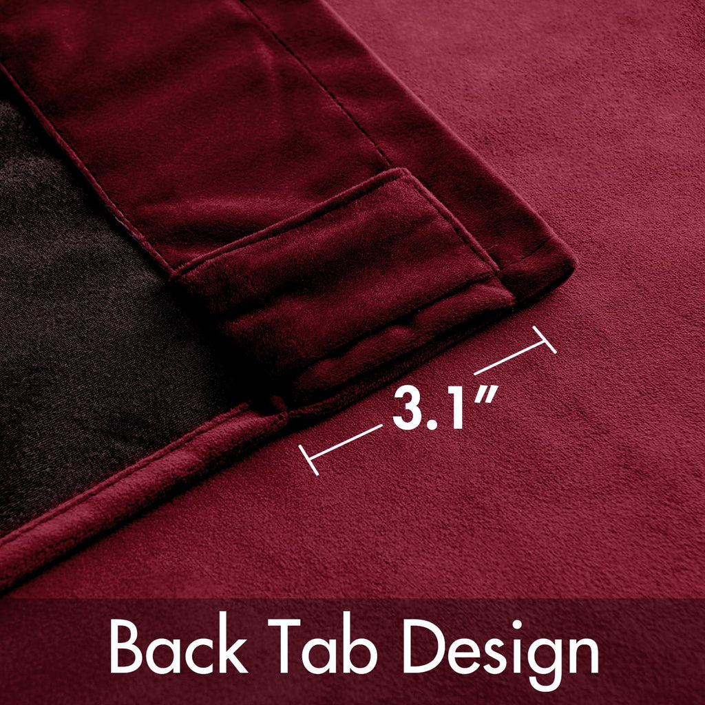 MIULEE Velvet Curtains 52x90 inches 2 Panels Burgundy Red Blackout Curtains