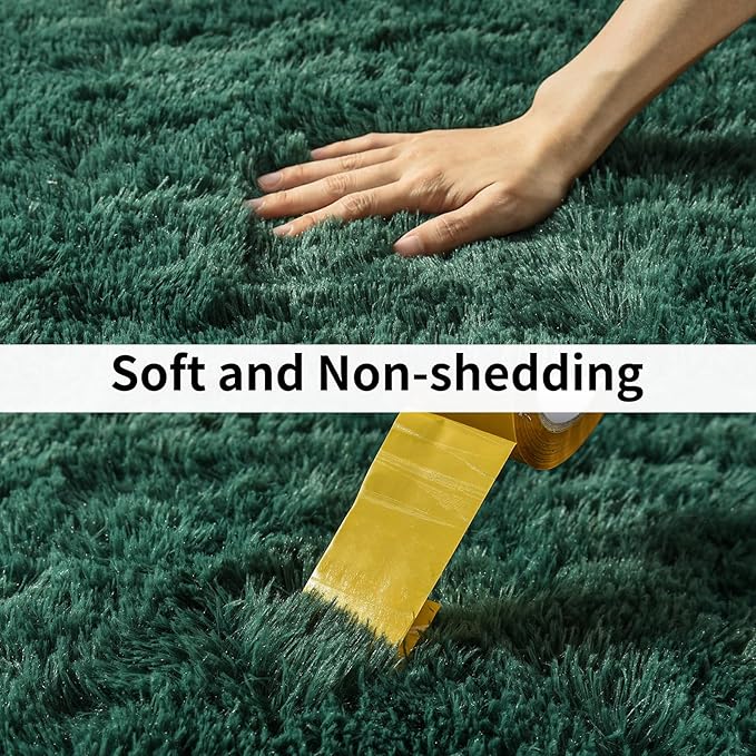 Ailyei Soft Runner Rugs for Bedroom Hallways, 2x6 Green Fluffy Shag Throw Area Rug Non Slip for Bedside Dorm, Long Shaggy Furry Carpet for Nursery Living Room
