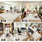 Area Rugs10x14 for Living Room,Cream Large Shaggy Carpet Plush Furry Rug