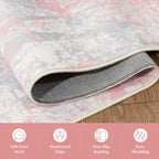 Rugflix 8x10 Area Rugs for Bedroom, Washable Pink Large Rug