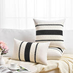 Fancy Homi Set of 1 Boho Black Decorative Throw Pillow Cover 20x20 Inch for Couch Bed Sofa, Aesthetic Modern Organic Farmhouse Home Decor, Soft Cotton Cute Accent Macrame Woven Cushion Case