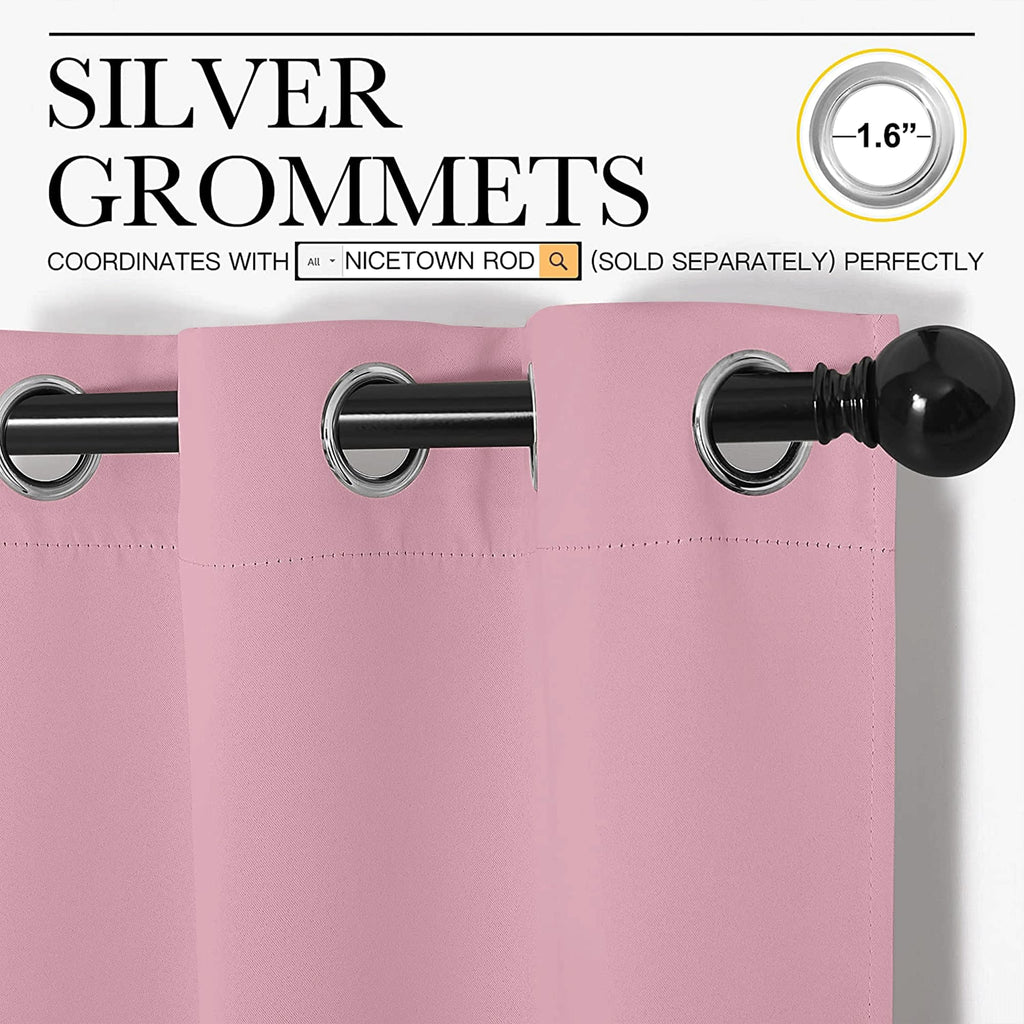 NICETOWN Blackout Window Curtains 60 inch Length 2 Panels, 34 x 60 Inch, Rouge Pink, Grommet Top Room Darkening Thermal Insulated Solid Vertical Drapes for Bedroom/Kid Room