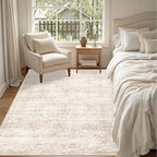 6x9 Area Rugs Living Room Rug: Washable Vintage Boho Rug No Slip Stain Resistant Soft Carpet Indoor Floor Floral Large Carpets for Bedroom Dining Room Farmhouse Nursery Home Office Beige