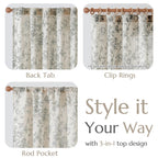 jinchan Grey Floral Linen Light Filtering Curtains for Living Room 90 Inches Long