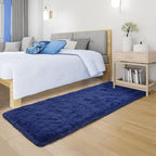 Tepook Soft Runner Rugs for Bedroom 2x6 ft with Rubber Backing, Navy Fluffy Rugs for Living Room, Shag Bedside Rug Fuzzy Plush Carpet for Room, Area Rug for Dorm Nursery Hallway Indoor Home Decor