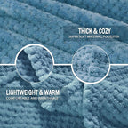 Exclusivo Mezcla Fleece Bed Blanket King Size, Super Soft and Warm Blankets for Couch, Sofa and Bed Waffle Textured, Cozy, Fuzzy and Lightweight (Slate Blue, 90x104 Inches)