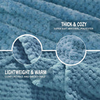 Exclusivo Mezcla Large Waffle Fleece Throw Blanket for Couch, Slate Blue