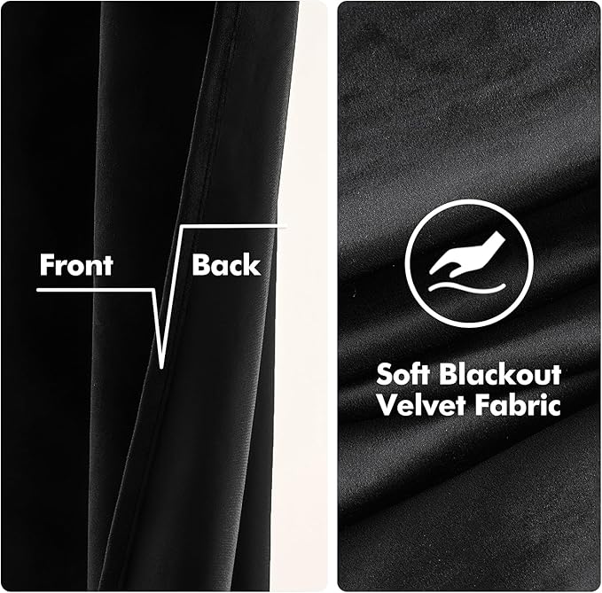 MIULEE Velvet Curtains Black Elegant Grommet Thermal Insulated Soundproof Room Darkening Curtain/Drapes for Classical Living Room Bedroom Halloween Decor 66 x 96 Inch Set of 2