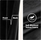 MIULEE Velvet Curtains Black Elegant Grommet Thermal Insulated Soundproof Room Darkening Curtain/Drapes for Classical Living Room Bedroom Halloween Decor 66 x 96 Inch Set of 2