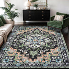 Lofus 9x12 Area Rug for Living Room Bedroom, Dark Green Washable Carpet