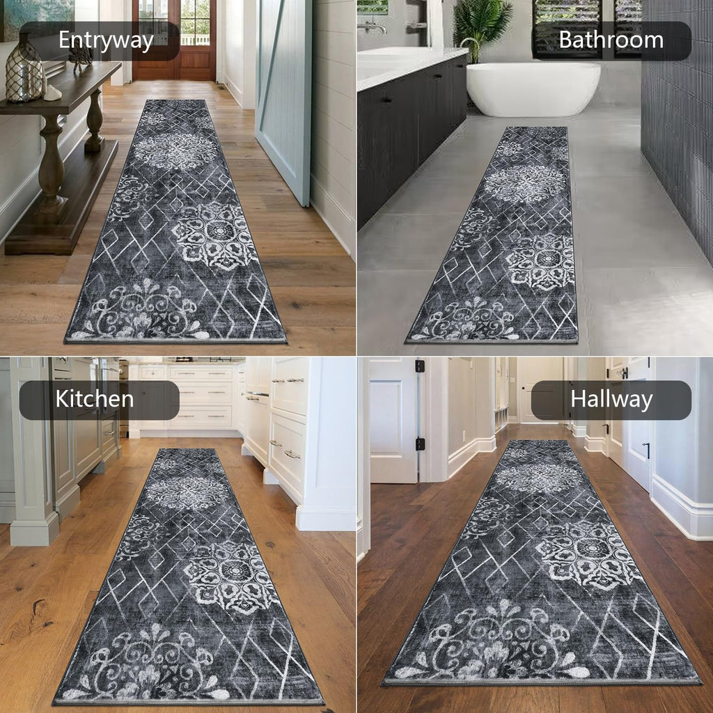 HEBE Hallway Runner Rug 2'x8', Washable Non Slip Kitchen Rug Runner