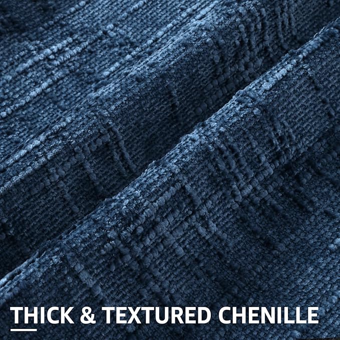 decorUhome Navy Blue Chenille Throw Pillow Covers 18x18 Set of 2 Textured Soft Cozy Slubby Couch Pillow Covers Modern Farmhouse Boho Decorative Pillow Cases for Bed Sofa Living Room