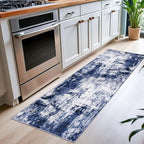 KOZYFLY Modern Abstract Runner Rug 2x6 Navy Blue Runners for Hallways Kitchen Rug Non Slip Washable Carpet Rug Runner Laundry Mat with Soft Low Pile for Entryway Bathroom Bedroom Kitchen