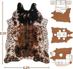 Cow Print Faux Cowhide Rug, Fluffy Fur 6.2x8.2 Feet Washable Cow Rugs for Living Room Bedroom Animal Print Hide Skin Rustic Western Décor Black and Brown