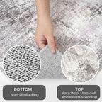 IOHOUZE Abstract Area Rugs 5x7 Ft Washable Rugs for Living Room, Non Slip Dining Room Rug, Printed Faux Wool Rugs for Bedroom, Floor Carpet for Kitchen Nursery Playroom, Grey Beige