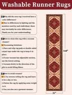 SERISSA 2'6"x14' Washable Non Slip Boho Runner Rug for Hallway，Red Black