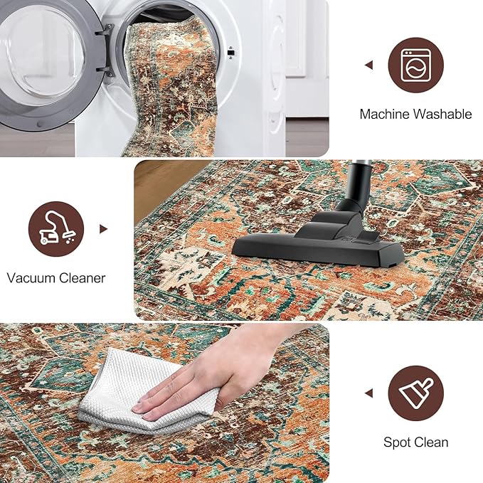 Yamaziot Washable Runner Rug Set of 2, Non-Slip Boho Hallway Kitchen Rug