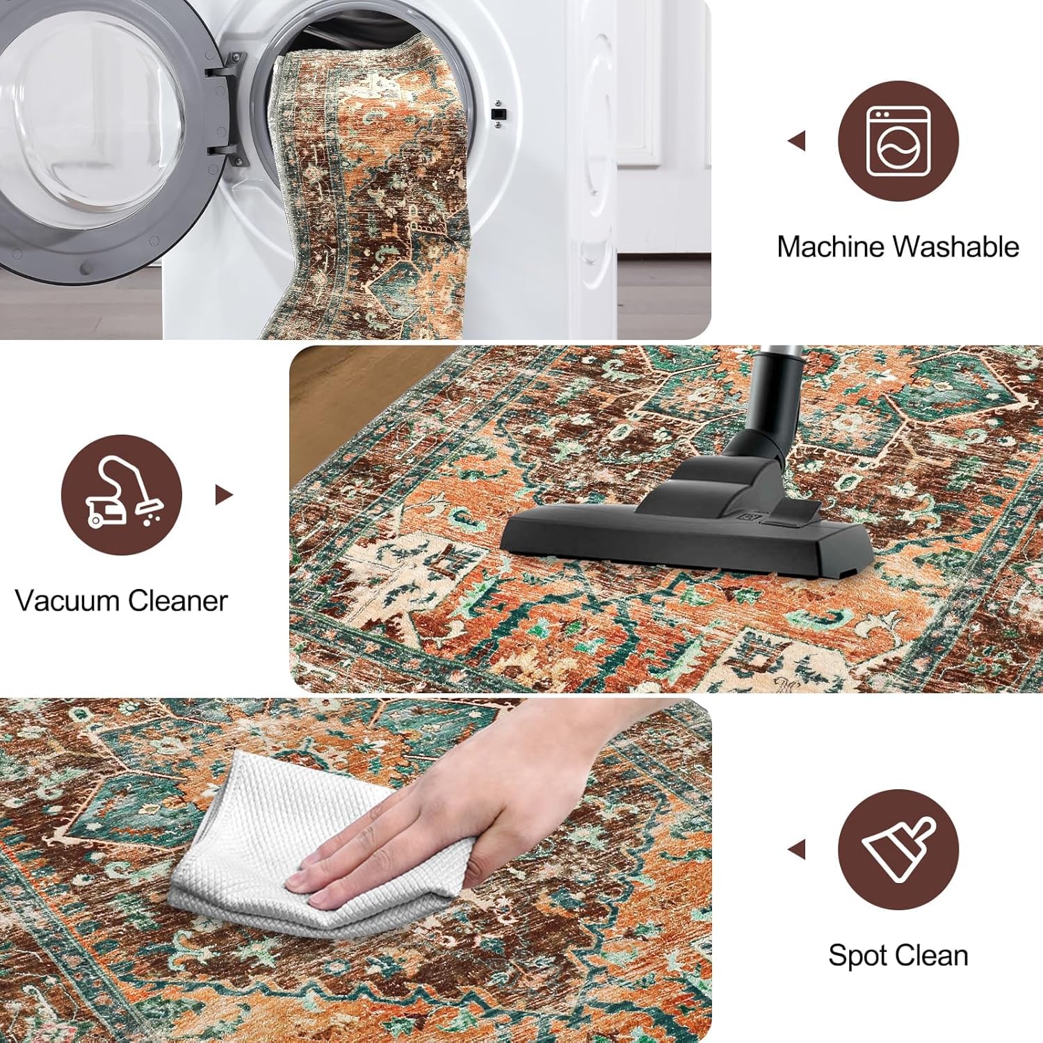 Yamaziot Washable Runner Rug Set of 3, Non-Slip Boho Hallway Kitchen Rug