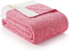 Snuggle Sac Hot Pink Throw Blanket for Couch, Pink Blanket Super Soft Microfiber Blankets Warm Cozy Knit Fuzzy Plush Lightweight Throws Gift for Women Girls, Hot Pink, 50x60 inches