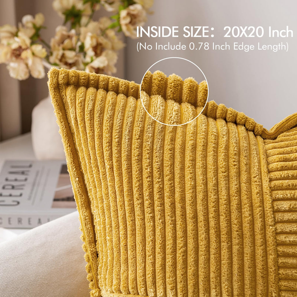 MIULEE Decorative Throw Pillow Covers for Couch 20x20 Inch Mustard Yellow