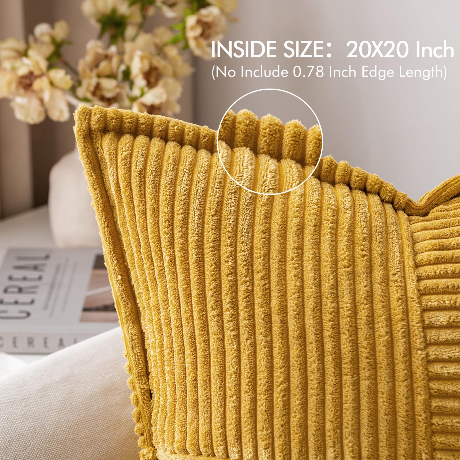 MIULEE Decorative Throw Pillow Covers for Couch 20x20 Inch Mustard Yellow