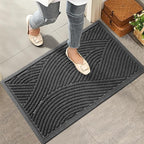 HIYARD Sturdy Front Door Mat, Absorbent Muddy Dirt Resist Welcome Door Mats Outdoor Indoor, Stain and Fade Resistant, Non-Slip Backing Entry Mat Low Profile Doormat for Entryway, 29×17, Grey