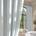 NICETOWN Light Cyan Linen Curtains for Bedroom, Grommet Thick Flax Semi Sheer Light Filtering Window Treatments Privacy Assured Drapes for Living Room, W55 x L96, 2 Panels