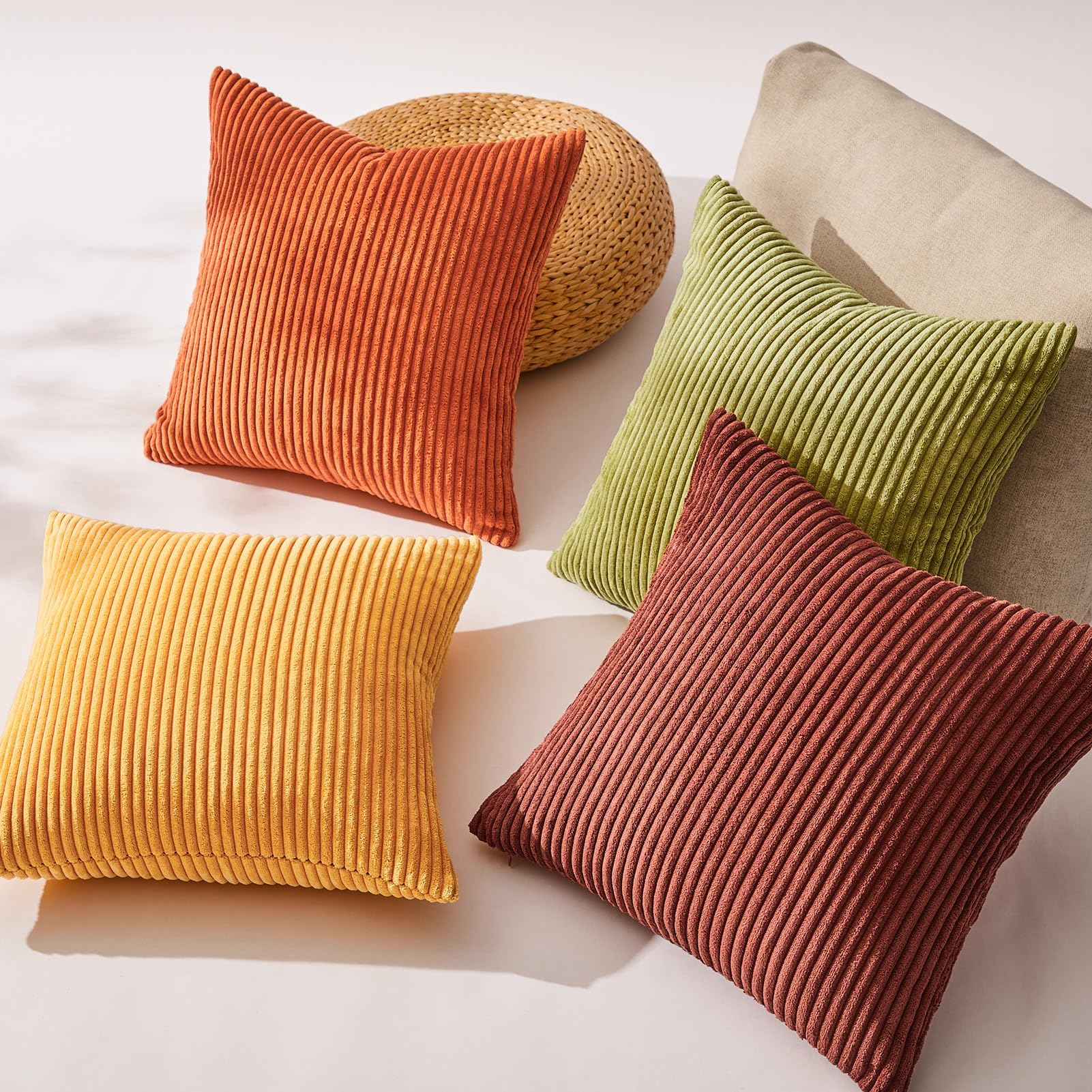 Topfinel Decorative Throw Pillow Covers Cushion Cases, Set of 4 Soft Velvet Modern Double-Sided Designs, Mix and Match for Home Decor, Pillow Inserts Not Included (26x26 inch, Yellow/Orange)