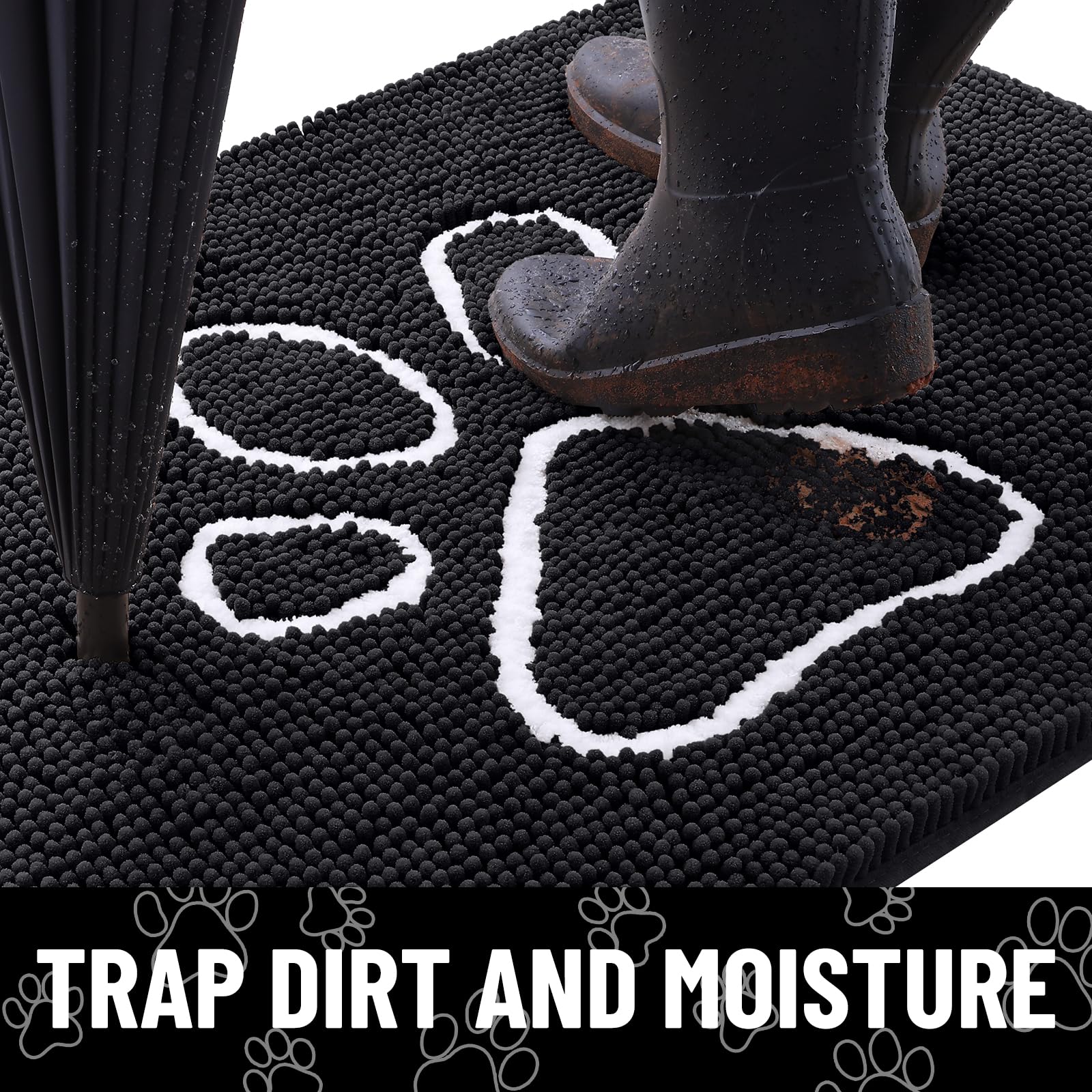 Smiry Dog Door Mat for Muddy Paws, Absorbent Non Slip Dirt Trapper, 59x32