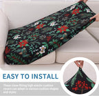 hyha Printed Couch Cushion Covers, Floral Sofa Covers Washable for 2 Cushion Couch, Stretch Pattern Outdoor Cushion Covers for Patio Furniture with Elastic Bottom(Medium, Christmas Botanical)