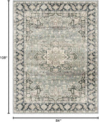 7X9 Area Rugs - 7X9 Washable Area Rug Indoor Vintage Rug Print Rug Low-Pile Floor Carpet for Living Room, Bedroom (Olive Charcoal/Yellow/Tan)